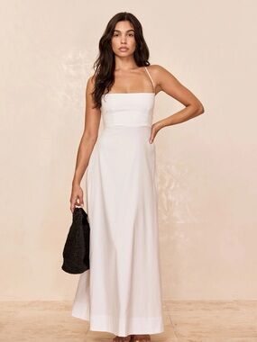 Monday Swimwear White Square-Neck Spaghetti-Strap Maxi Dress